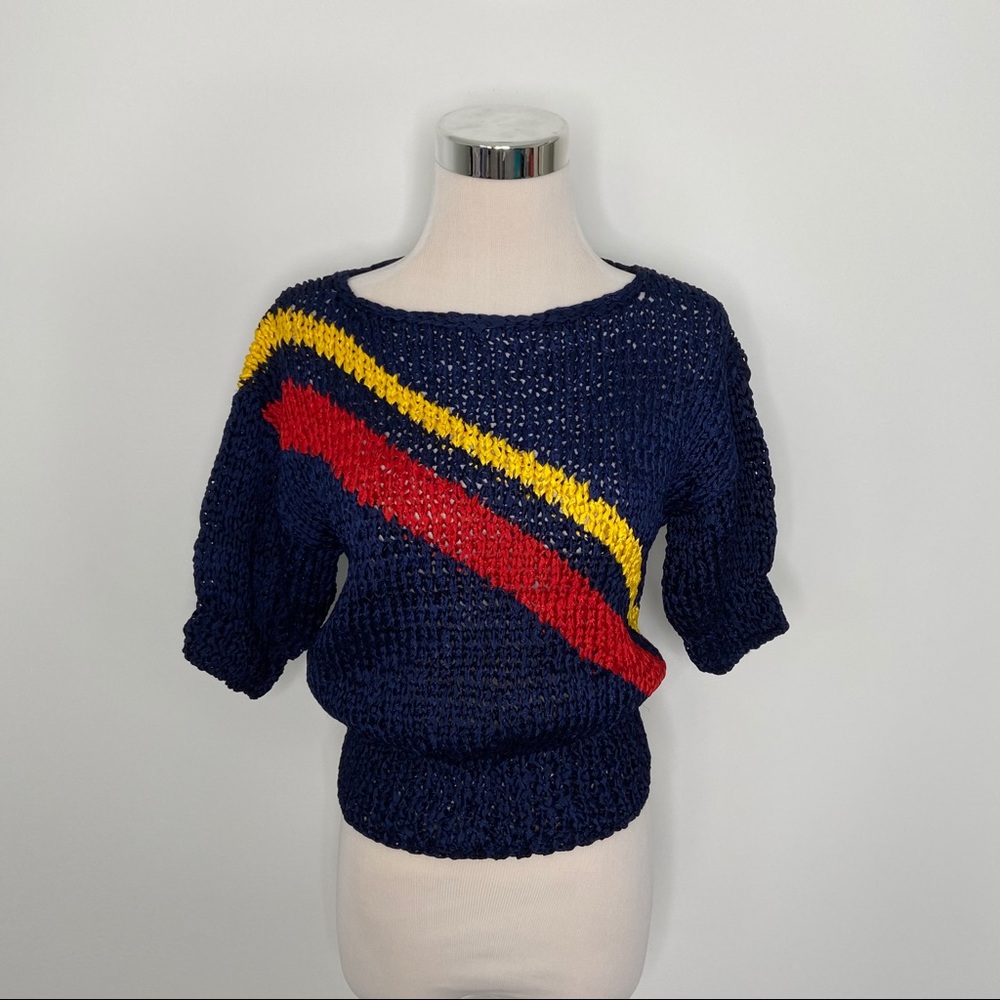 Vintage Argenti Diagonal Striped Chunk Knit Top